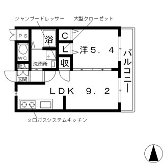 高槻市 賃貸 マンション 川西町 オートロック 1LDK RC造 ヴィラコンフォート_t 間取.jpg