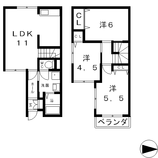 高槻市 賃貸マンション メゾネット 城南町 シャーメゾン中本邸 間取り.jpg