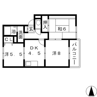 高槻市 賃貸マンション 駅近 3DK 土橋町 端部屋 マーメゾン城陽 間取_t.jpg