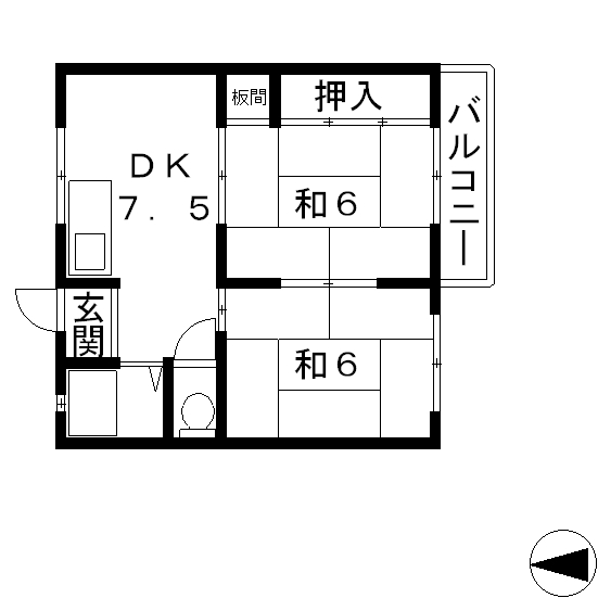 高槻市 賃貸マンション 出丸町 サンハイツ出丸町205 間取.jpg