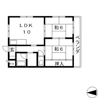 高槻市 賃貸マンション 南向き 環境良好 出丸町 2LDK レジデンス誠和 間取.jpg