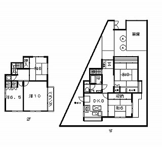 高槻市賃貸一戸建て 野見町貸家 間取り