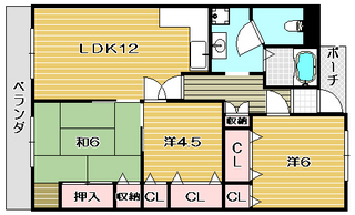 高槻市分譲賃貸マンション 大和サニーハイツ 間取
