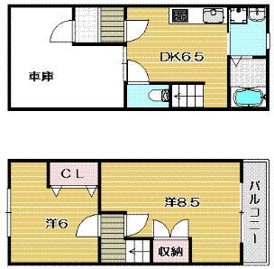 高槻市の賃貸アパート|大塚町貸家の物件間取