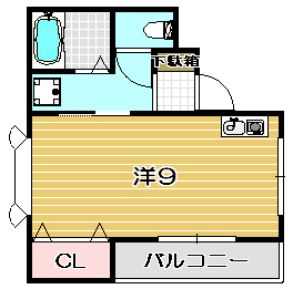 高槻市の賃貸マンション|フレールハイツの間取り
